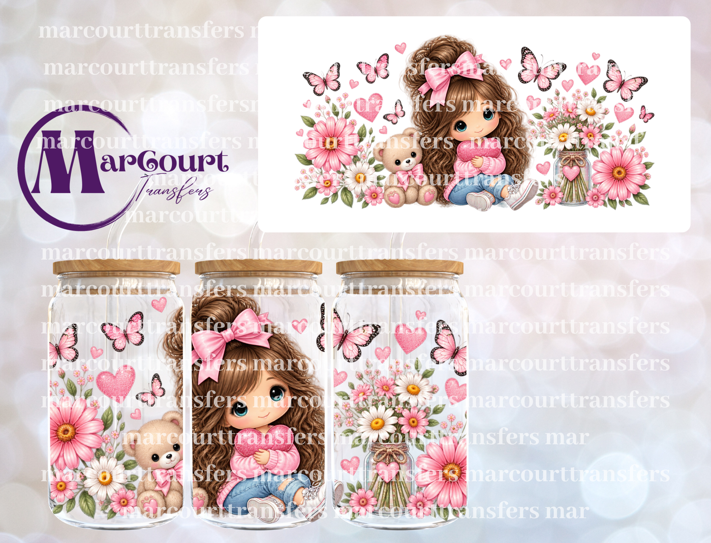 PINK KAWAII GIRL-16 0Z-UV DTF CUP WRAP