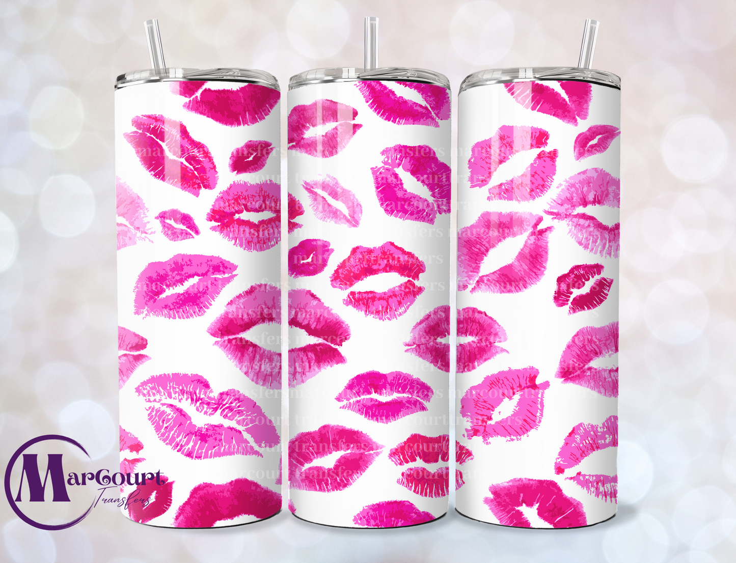 VALENTINE KISSES-SKINNY TUMBLER TRANSFER