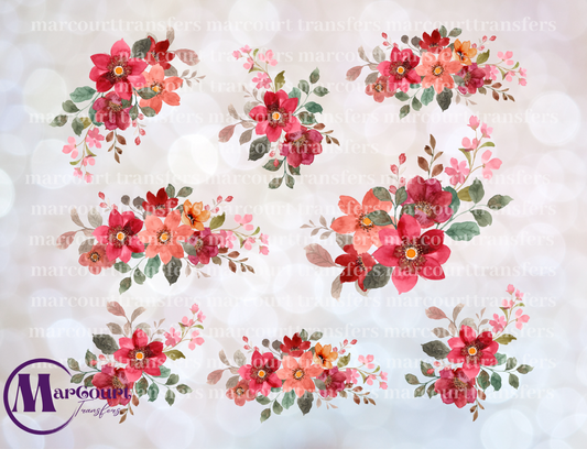 PINK RED FLORAL ELEMENTS