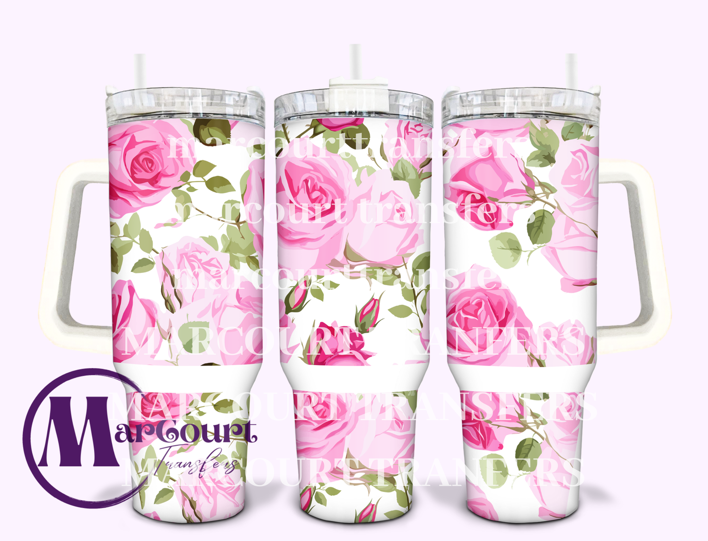 PINK ROSES-40 0Z-UV DTF CUP WRAP