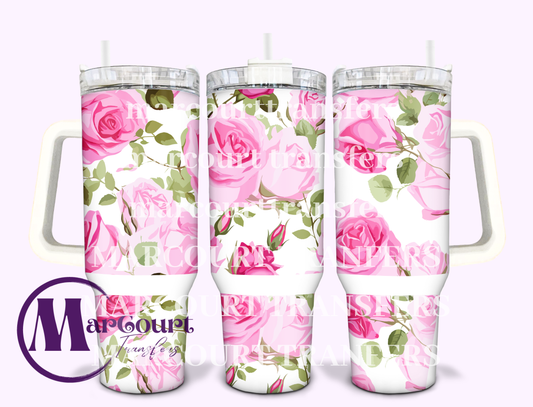 PINK ROSES-40 0Z-SUBLIMATION TUMBLER TRANSFER