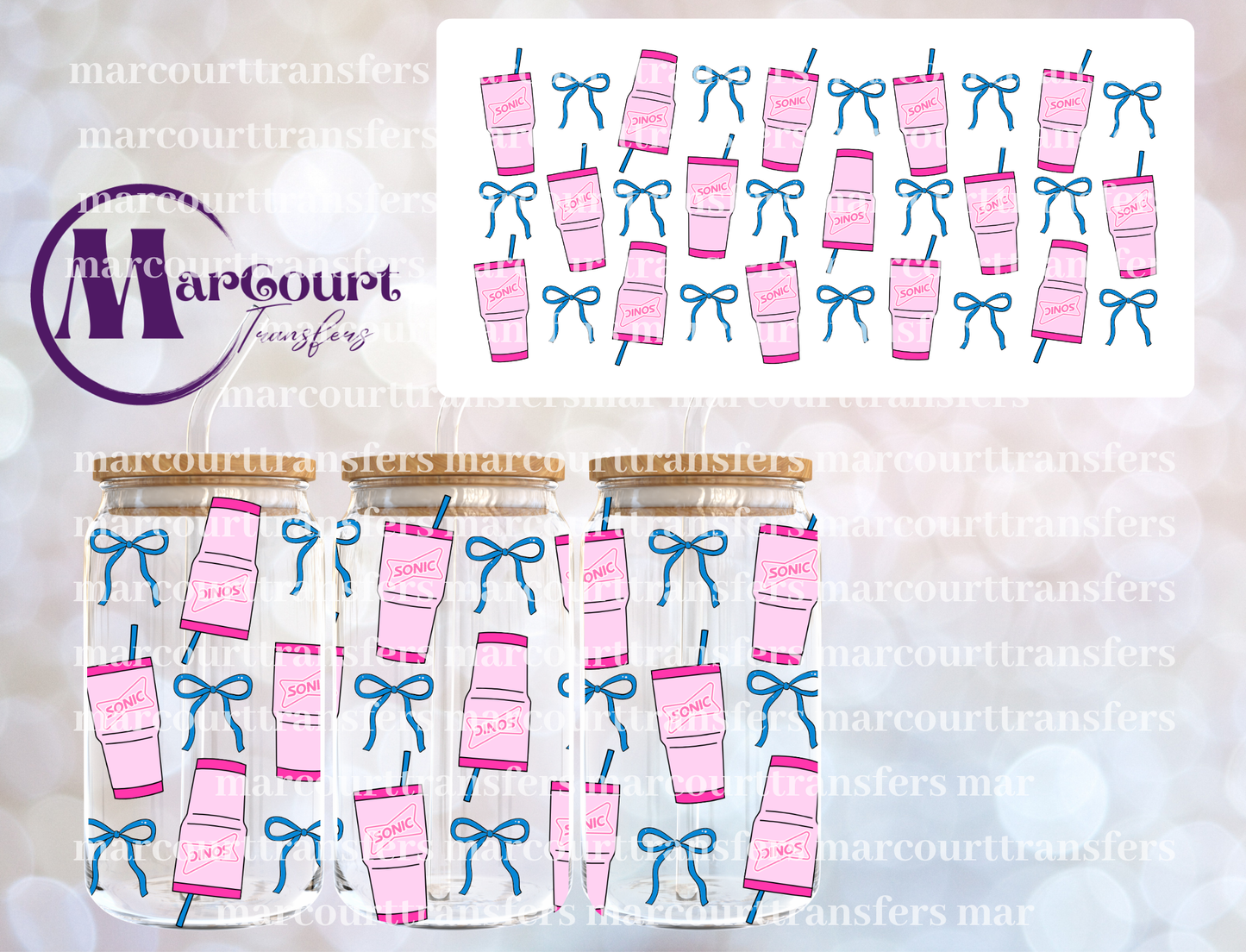PINK SONIC CUPS-16 0Z-UV DTF CUP WRAP