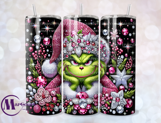 PINK SPARKLE GRINCH-SKINNY TUMBLER TRANSFER