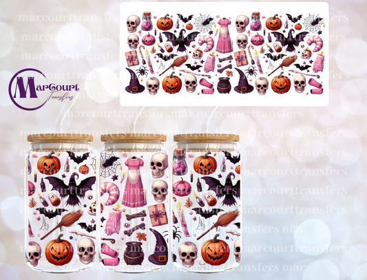 PINK SPOOKY ITEMS-16 0Z-UV DTF CUP WRAP