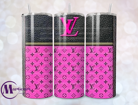 LOUIS INSPIRED PINK AND BLACK BAG-SKINNY TUMBLER TRANSFER