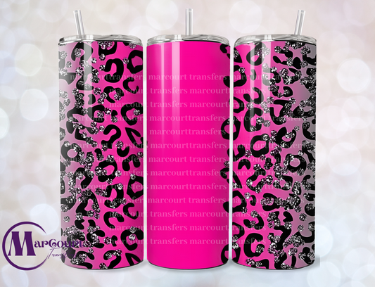 PINK SILVER AND BLACK GLITTER WITH BLANK-SKINNY TUMBLER TRANSFER