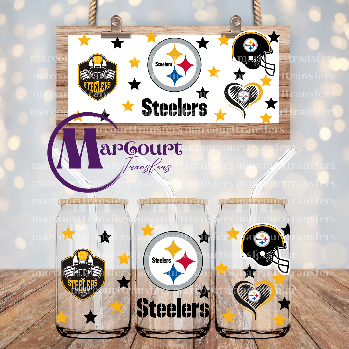 PITTSBURGH STEELERS-16 OZ- UV DTF CUP WRAP