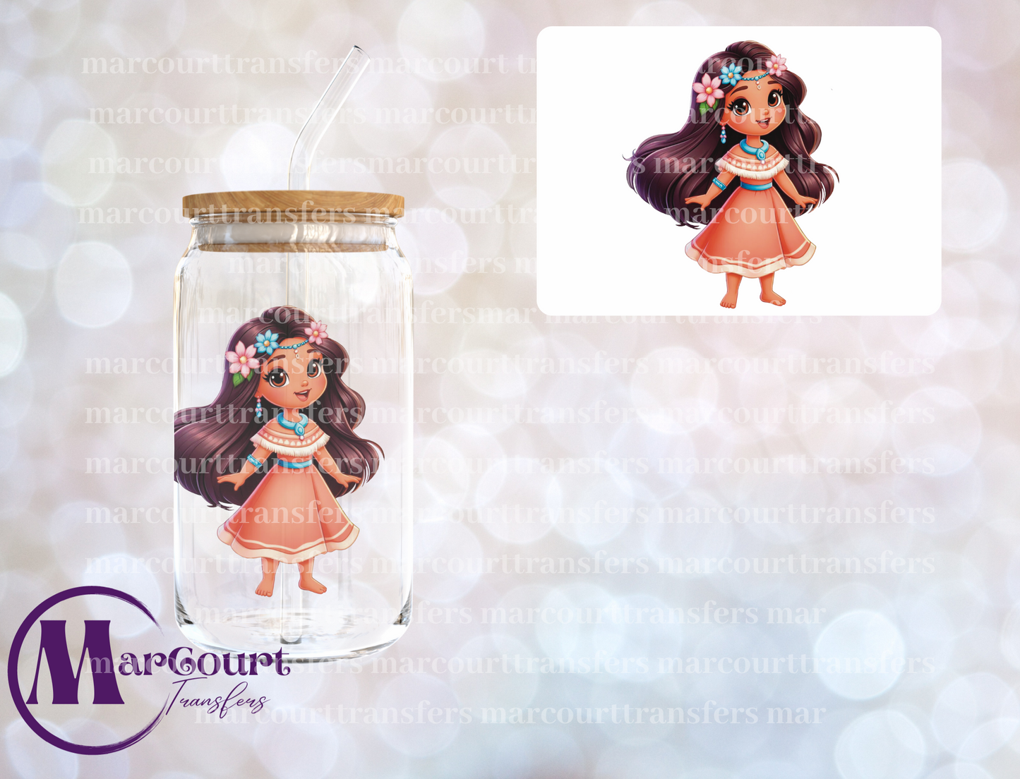 POCAHONTAS GIRL DECAL-UV DTF CUP WRAP