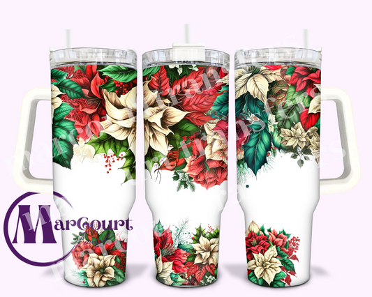 POINSETTIA-40 0Z-UV DTF CUP WRAP