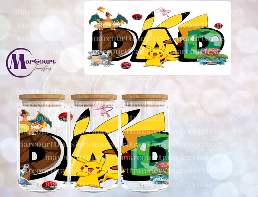 POKEMAN DAD-16 0Z-UV DTF CUP WRAP