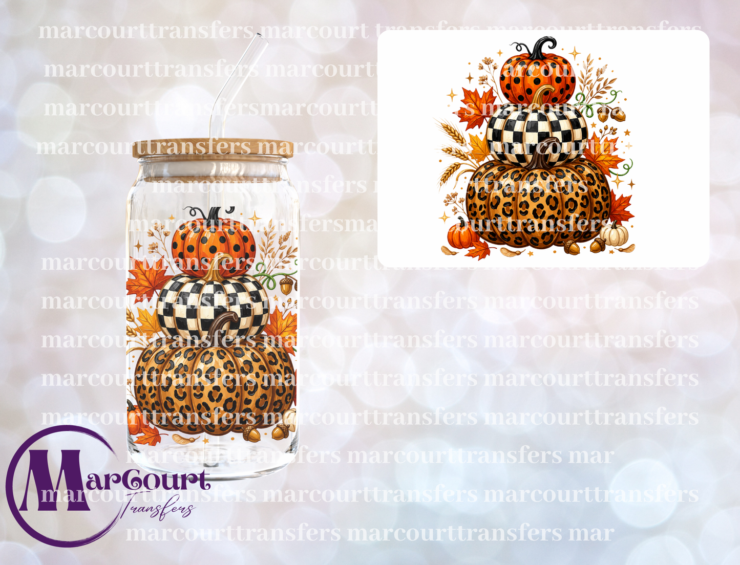 POLKA CHECKERED LEOPARD PUMPKINS-UV DTF CUP WRAP