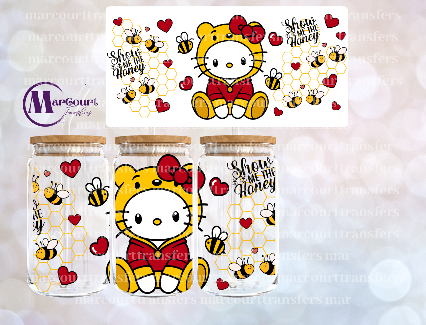 KITTY IN POOH COSTUME-16 0Z-UV DTF CUP WRAP