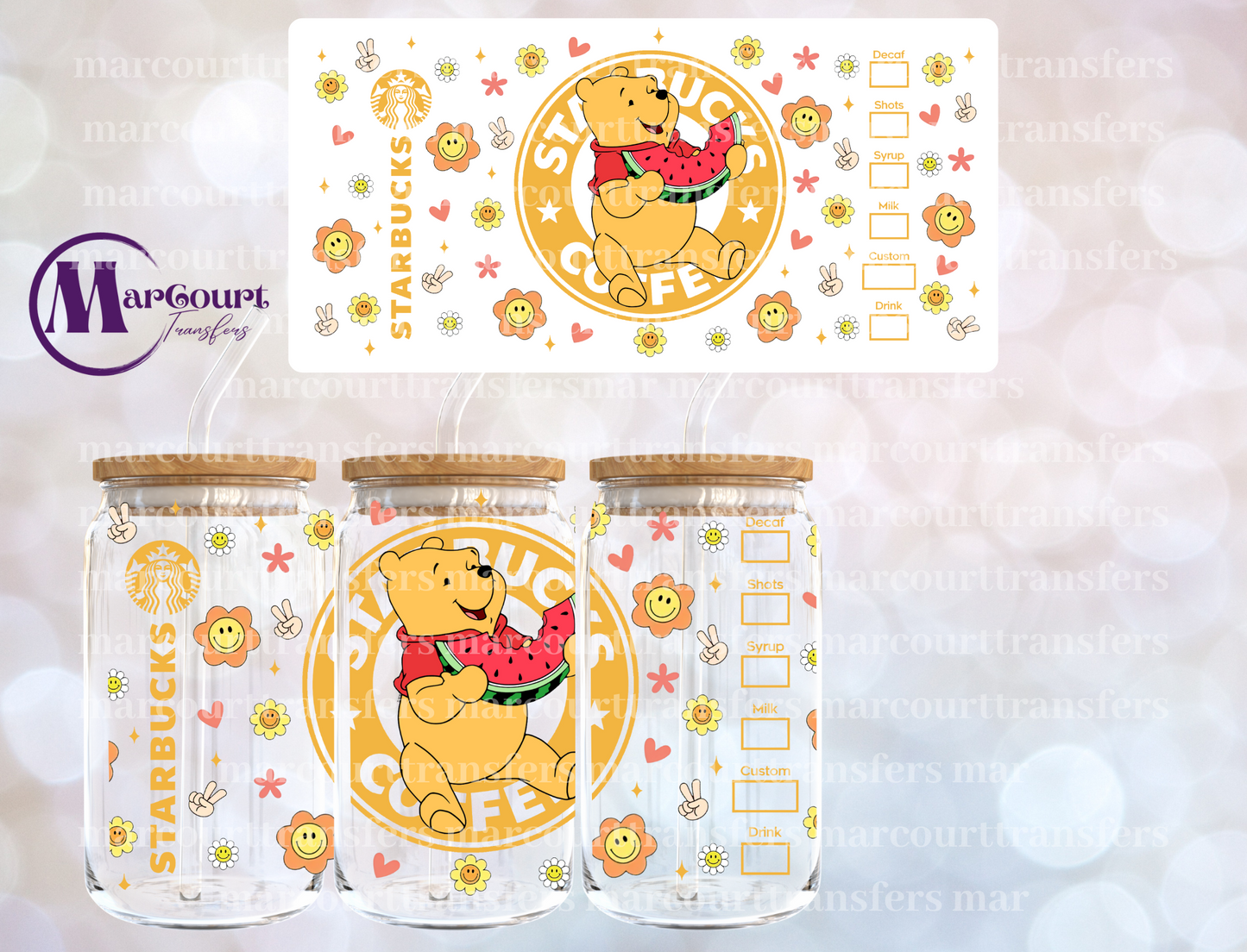 POOH STARBUCKS-16 0Z-UV DTF CUP WRAP