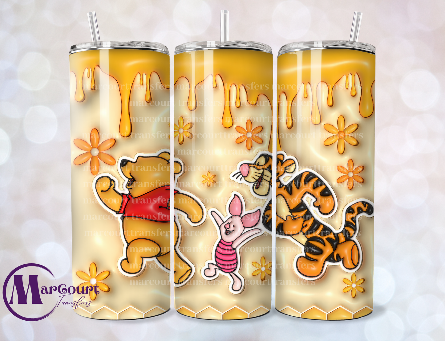 POOH TIGGER PIGLET HONEY DRIP-SKINNY TUMBLER TRANSFER