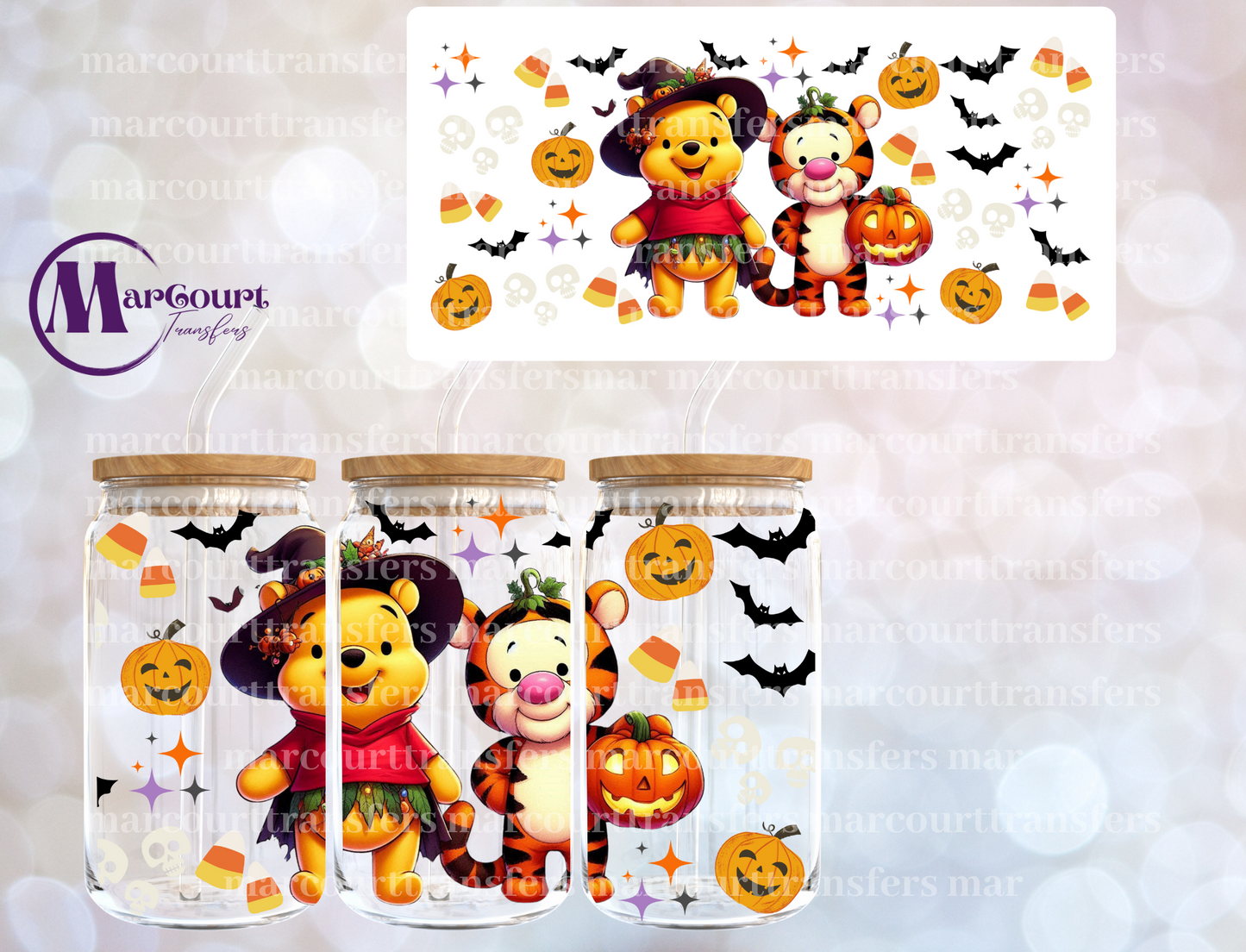 POOH AND TIGGER HALLOWEEN BABIES-16 0Z-UV DTF CUP WRAP