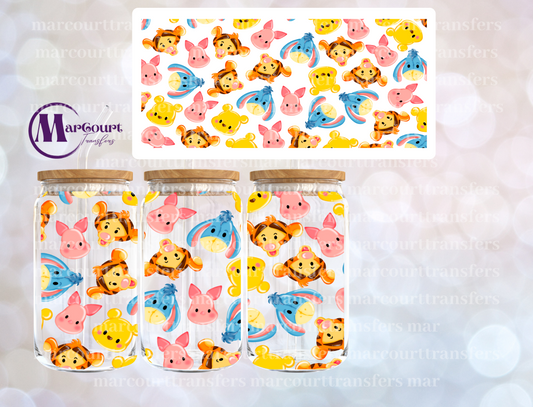 POOH AND FRIENDS FACES-16 0Z-UV DTF CUP WRAP