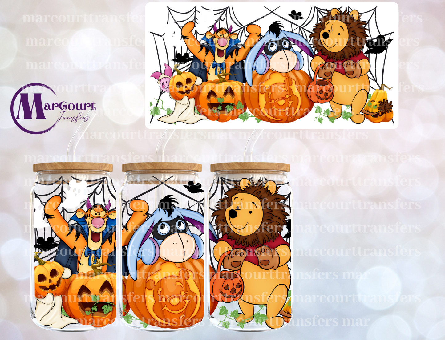 POOH AND FRIENDS HALLOWEEN-16 0Z-UV DTF CUP WRAP