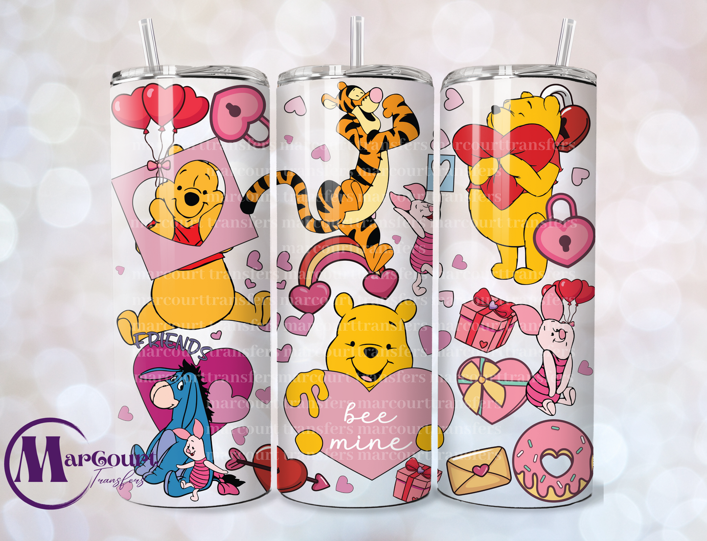 POOH AND FRIENDS VALENTINE-SKINNY TUMBLER TRANSFER