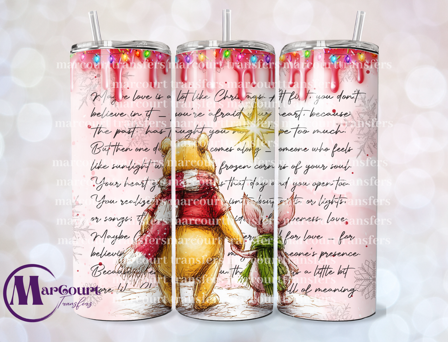 POOH AND PIGLET VINTAGE -20-SKINNY TUMBLER TRANSFER