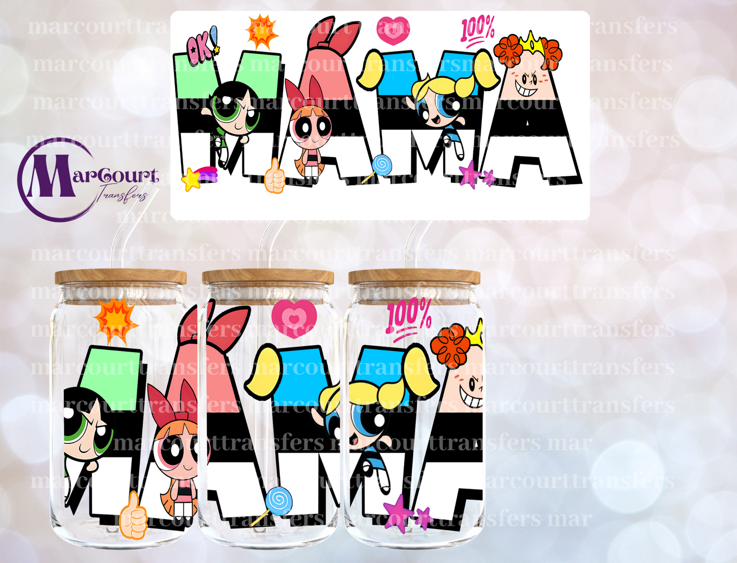 POWER PUFF GIRLS MAMA-16 0Z-UV DTF CUP WRAP