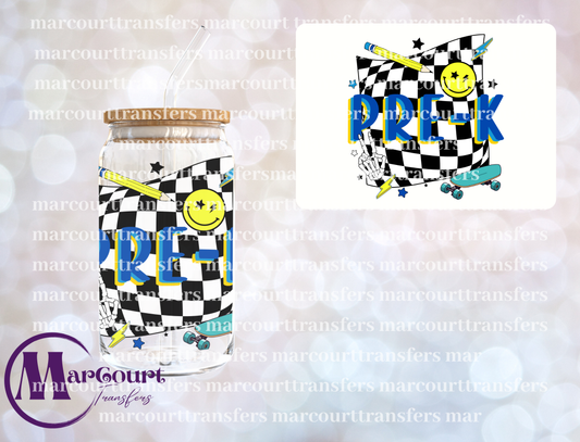PRE K CHECKERED-UV DTF CUP WRAP