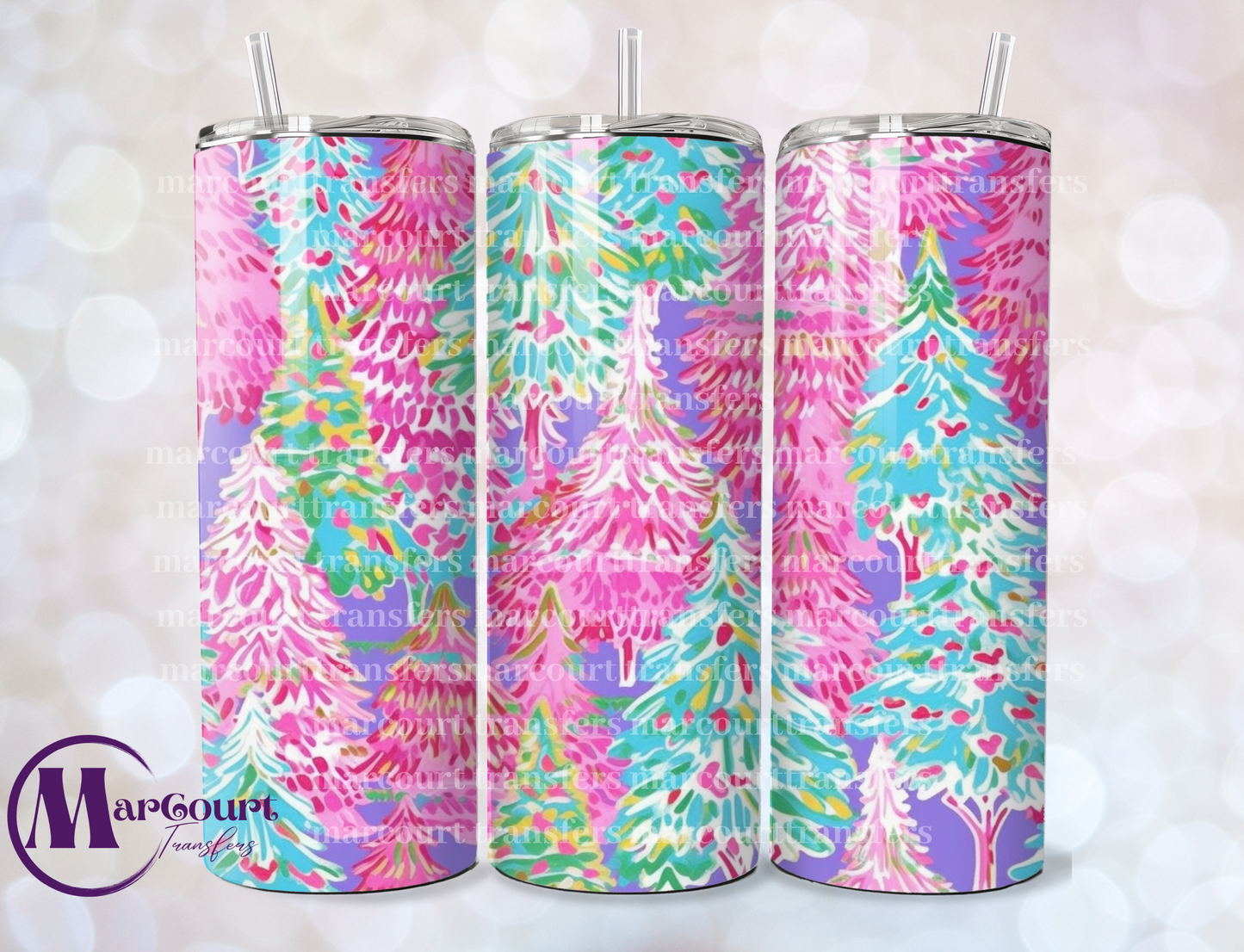 PREPPY CHRISTMAS TREES 1-SKINNY TUMBLER TRANSFER