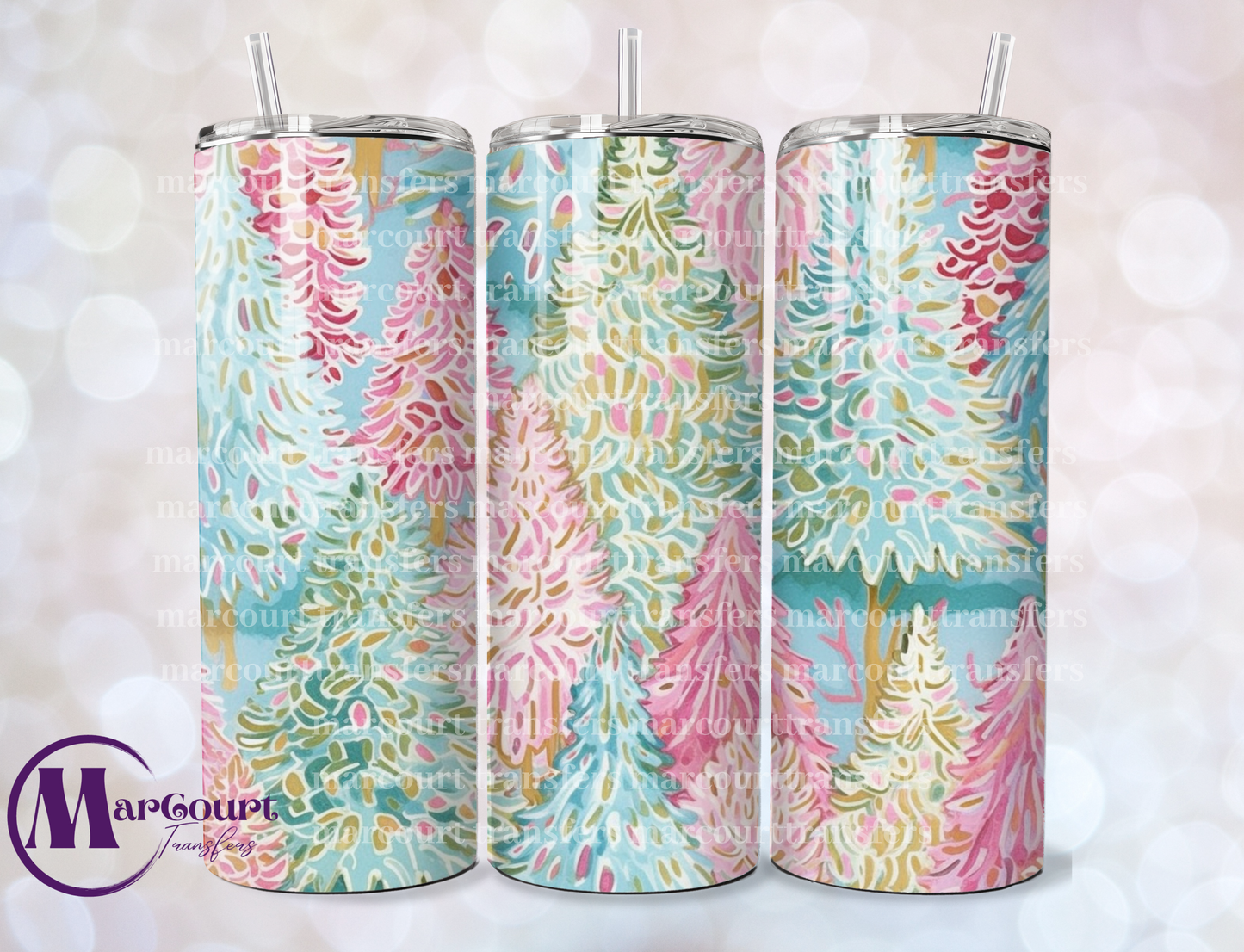 PREPPY CHRISTMAS TREES 2-SKINNY TUMBLER TRANSFER