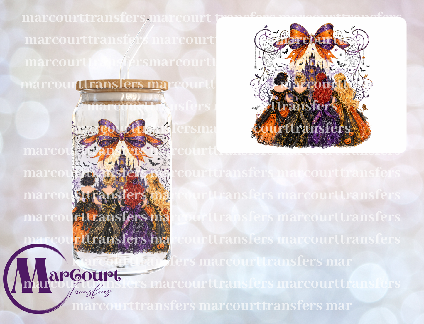 PRINCESS HALLOWEEN FAUX GLITTER-UV DTF CUP WRAP