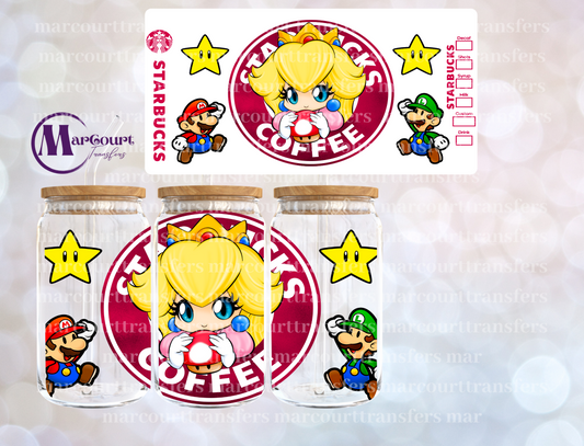 PRINCESS PEACH STARBUCKS-16 0Z-UV DTF CUP WRAP