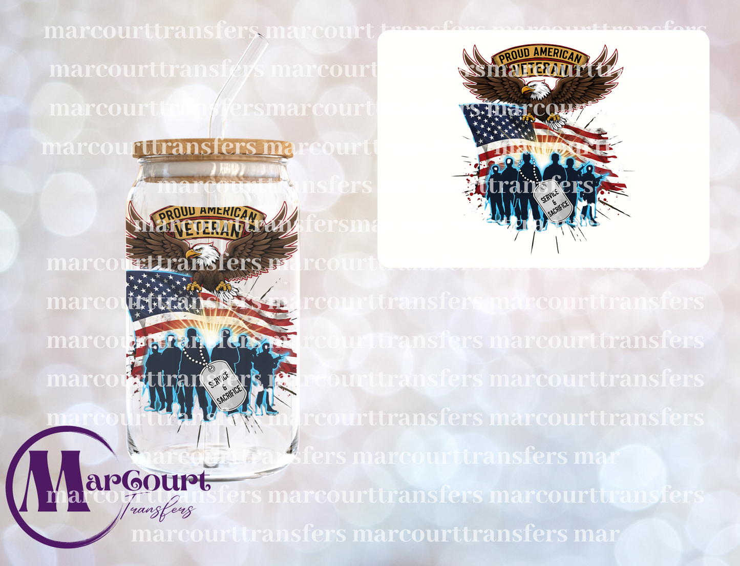 PROUD AMERICAN VETERAN-UV DTF CUP WRAP