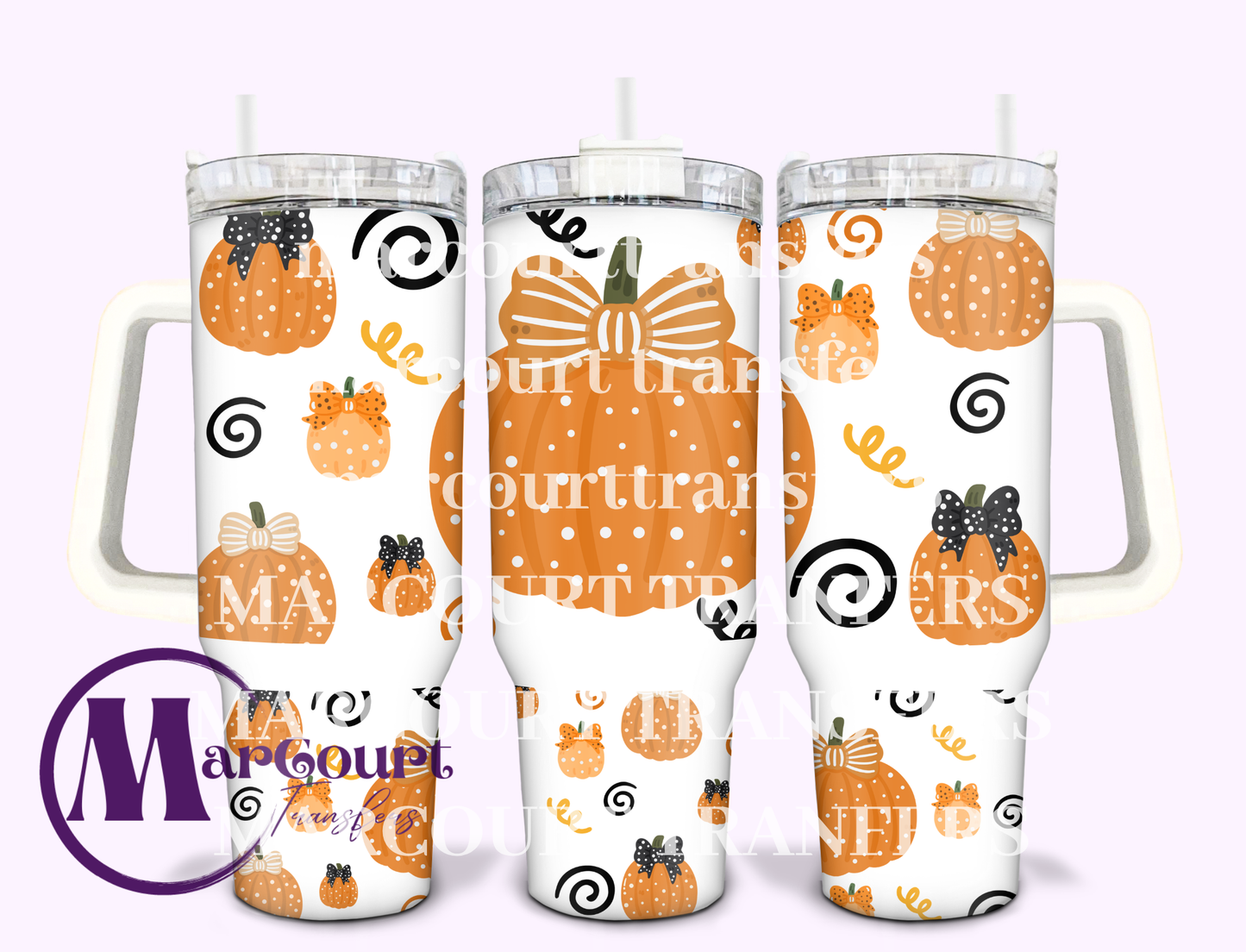 PUMPKIN POLKA DOTS-40 0Z-SUBLIMATION TUMBLER TRANSFER
