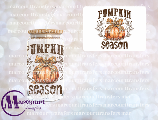 PUMPKIN SEASON BOW WITH LEOPARD PRINT-DECAL-UV DTF CUP WRAP