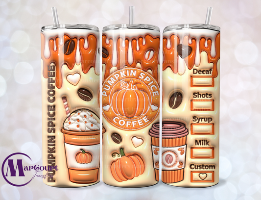 PUMPKIN SPICE COFFEE INFLATED-SKINNY TUMBLER TRANSFER