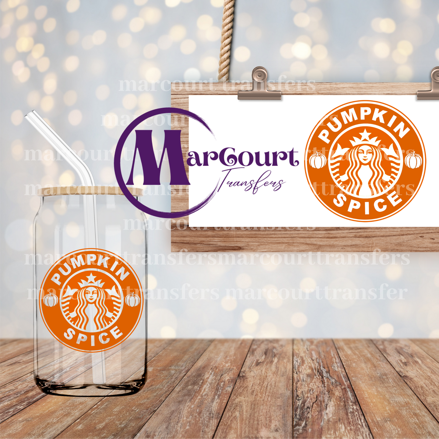 PUMPKIN SPICE STARBUCKS LOGO-DECAL-UV DTF CUP WRAP