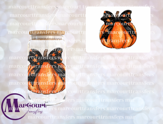 PUMPKIN WITH STAR BOW-DECAL-UV DTF CUP WRAP