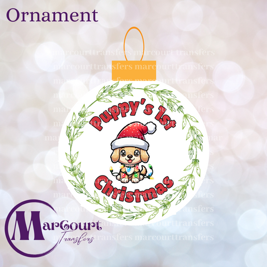 PUPPY'S 1ST CHRISTMAS ORNAMENT-UV DTF CUP WRAP
