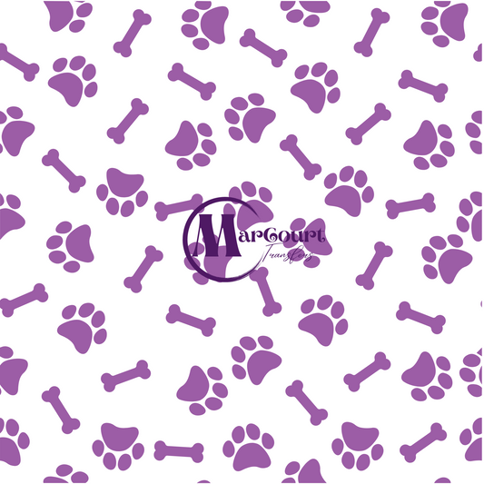 DOG PAWS-PURPLE-VINYL PATTERN 12 X 12