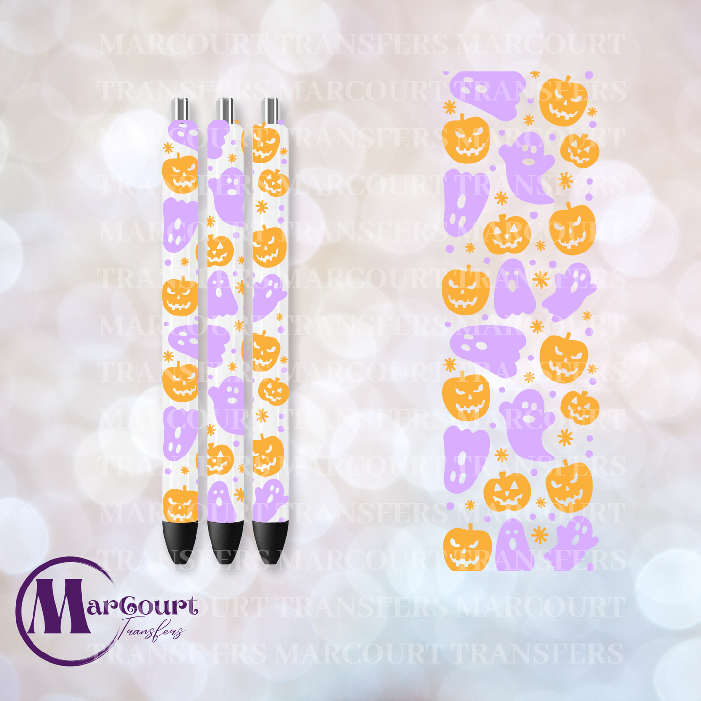 PURPLE GHOST AND PUMPKIN-UV PEN WRAP