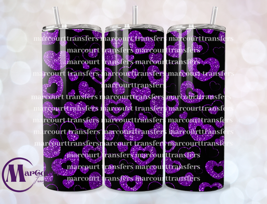 PURPLE GLITTER HEARTS-20 OZ-UV DTF CUP WRAP