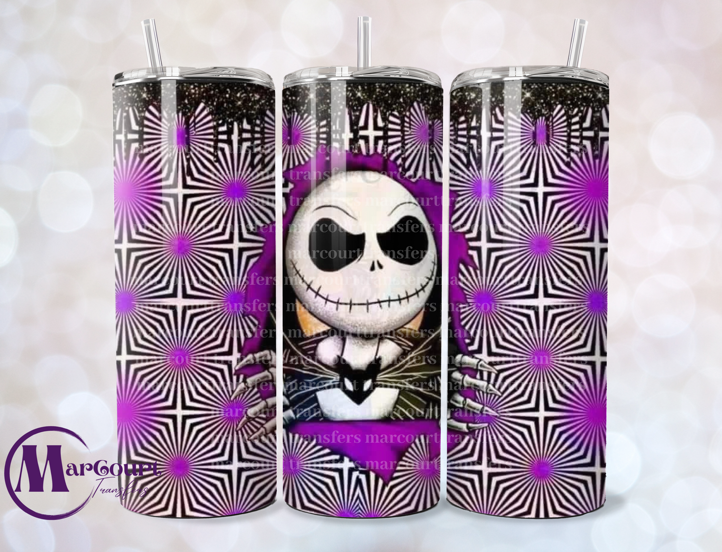 JACK SKELLINGTON PURPLE-SKINNY TUMBLER TRANSFER