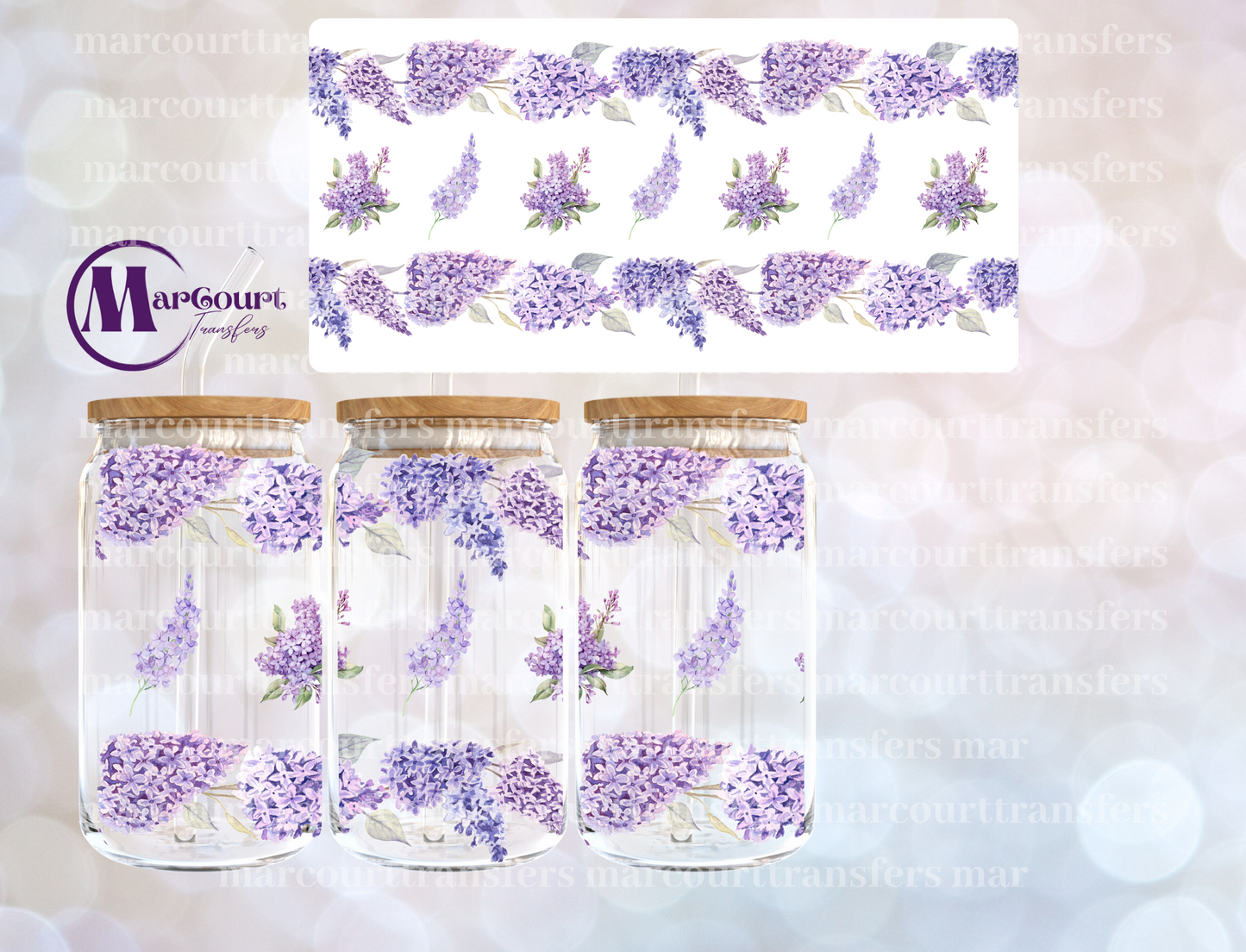 PURPLE LILACS-16 0Z-UV DTF CUP WRAP