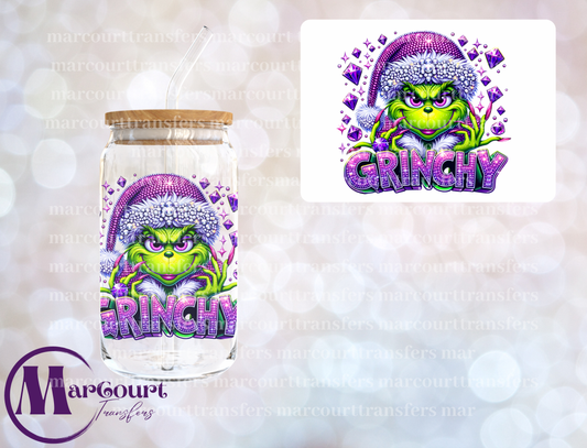 PURPLE RHINESTONE GRINCH-DECAL-UV DTF CUP WRAP