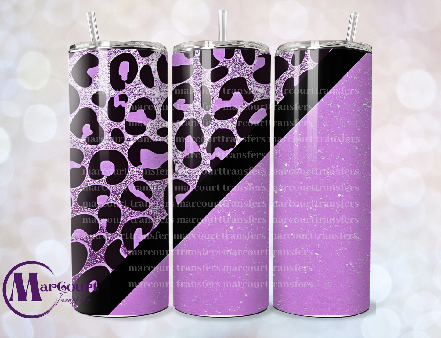 PURPLE AND BLACK ANGLE LEOPARD-SKINNY TUMBLER TRANSFER