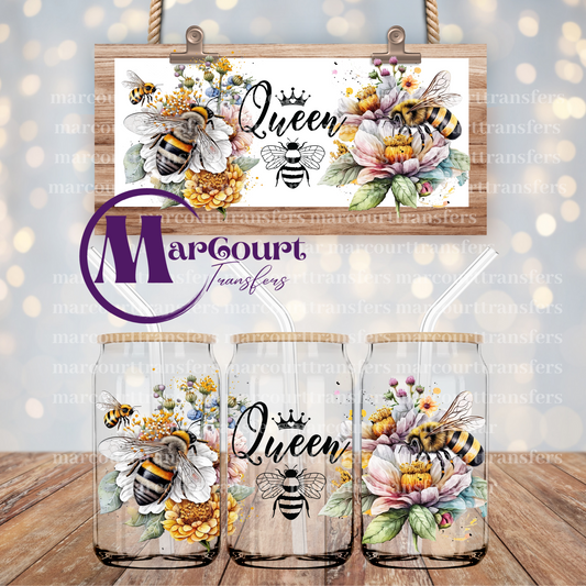 QUEEN BEE FLOWER-16 0Z-UV DTF CUP WRAP