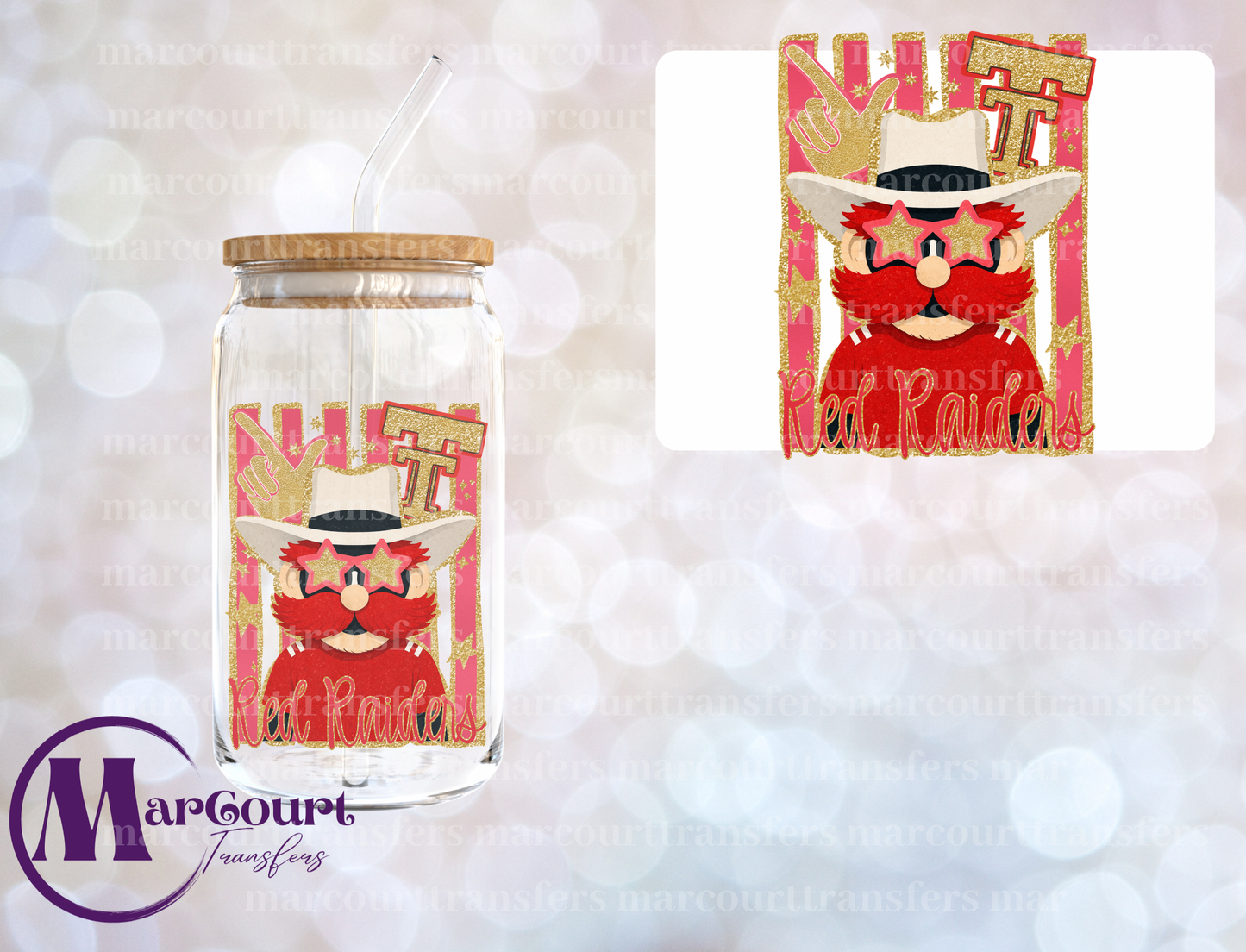 FAUX GLITTER RAIDERS MASCOT-DECAL-UV DTF CUP WRAP