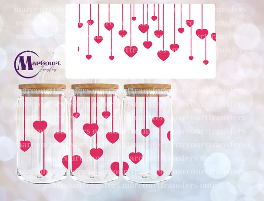 RAINING HEARTS-16 0Z-UV DTF CUP WRAP