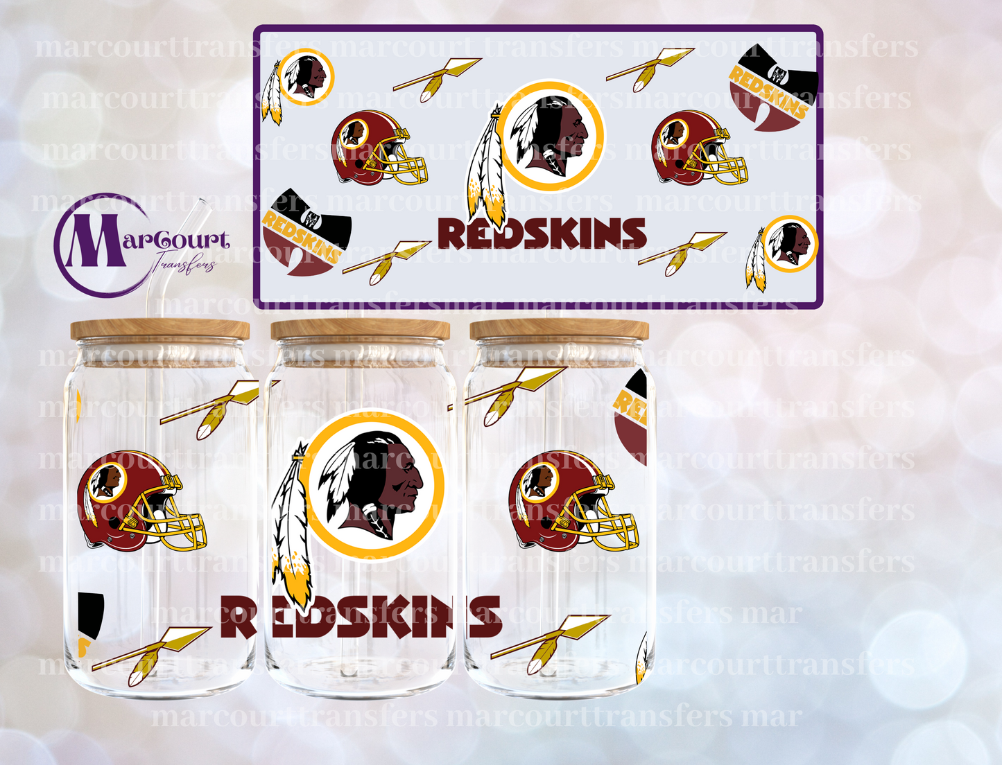 WASHINGTON REDSKINS-16 0Z-UV DTF CUP WRAP