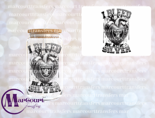 RAIDERS I BLEED BLACK AND SILVER-DECAL-UV DTF CUP WRAP