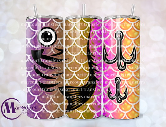RAINBOW FISH PURPLE BROWN PINK YELLOW-SKINNY TUMBLER TRANSFER (SUBLIMATION)