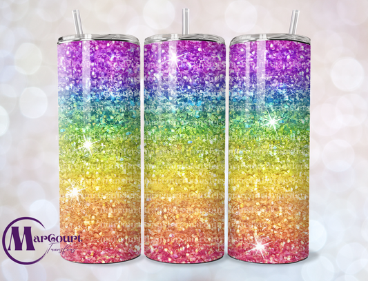 RAINBOW GLITTER-SKINNY TUMBLER TRANSFER